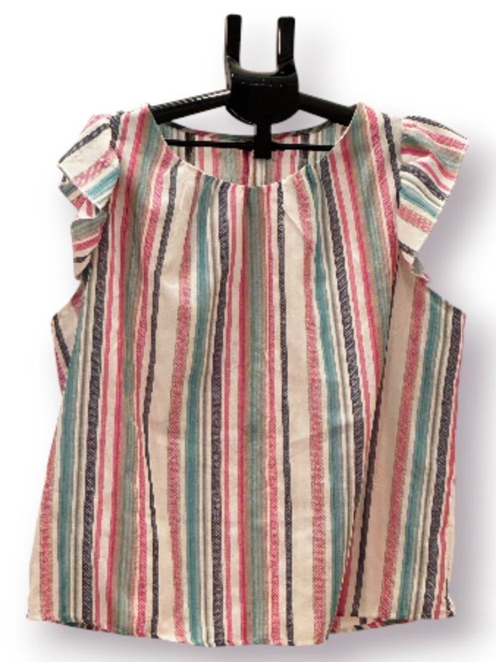SHEIN Curve Multicolor Stripe Flutter Sleeve Blouse Top Plus 2XL NWOT